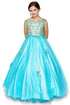 Vestido de dama de honor junior de tul de encaje bordado floral rosa aguamarina para niñas grandes 8-16